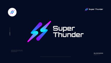 Thunder Concept ile renkli S harfi logo tasarımı. İş ve Teknoloji Logosu için Soyut Yıldırım Logosu