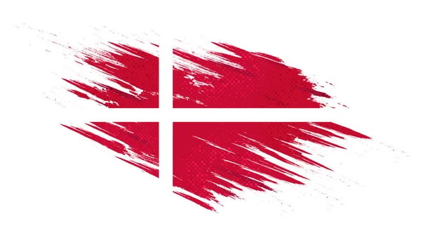 Flaga Danii Stylem Szczotki Efektem Halftone Kontekst Flagi Duńskiej Koncepcją — Wektor stockowy