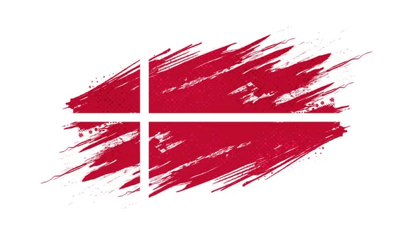 ブラシスタイルとハーフトーン効果でデンマークの旗 グランジコンセプトのデンマーク国旗の背景 — ストックベクタ
