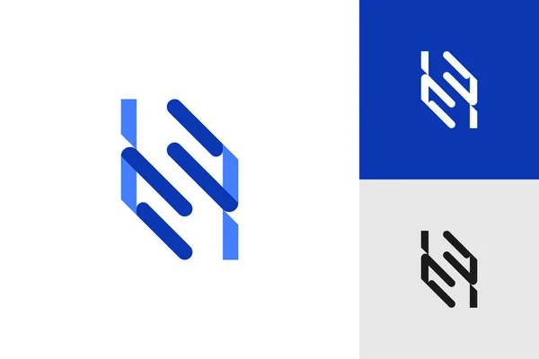 Modern Dan Futuristic Blue Letter Logo Design Dengan Negative Space - Stok Vektor
