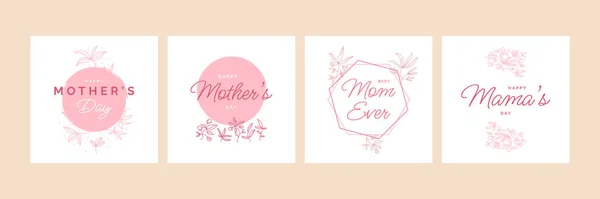 Happy Mother Day Typography Greeting Card Atau Poster Design Flower - Stok Vektor