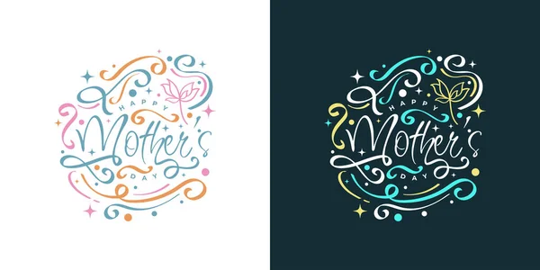 Feliz Dia Das Mães Letras Com Estilo Doodle Colorido Pode — Vetor de Stock