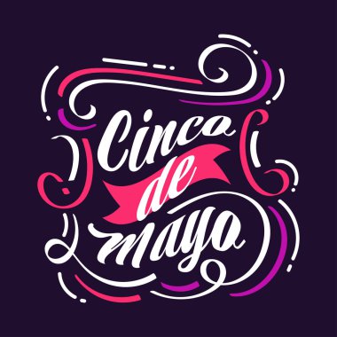 Renkli Cinco de Mayo Lettering. Banner, Poster ve Tebrik Kartı İçin Kullanılabilir