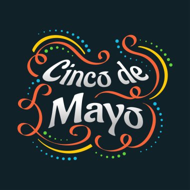 Renkli Cinco de Mayo Lettering. Banner, Poster ve Tebrik Kartı İçin Kullanılabilir