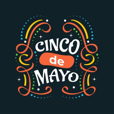 Renkli Cinco de Mayo Lettering. Banner, Poster ve Tebrik Kartı İçin Kullanılabilir