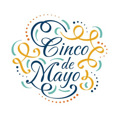 Renkli Cinco de Mayo Lettering. Banner, Poster ve Tebrik Kartı İçin Kullanılabilir