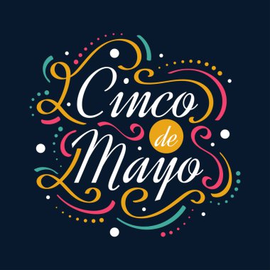 Renkli Cinco de Mayo Lettering. Banner, Poster ve Tebrik Kartı İçin Kullanılabilir