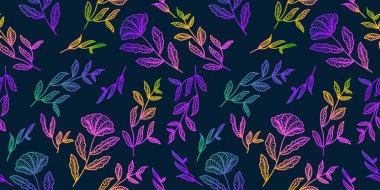 Gradyan tarzlı renksiz çiçek deseni. Moda, Duvar kağıdı, Ambalaj kağıdı, Arkaplan, Kumaş, Tekstil, Giysi ve Kart Tasarımı için El Çizimi Motifi