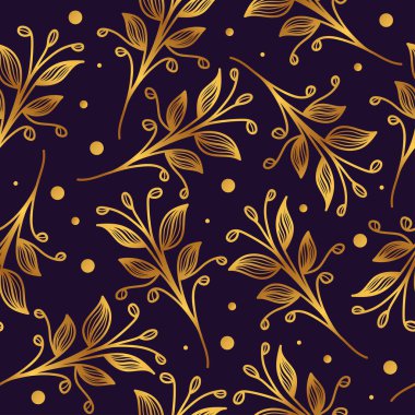 El Tarzı Altın Çiçek desenli. Moda, Duvar Kağıdı, Ambalaj Kağıdı, Arkaplan, Kumaş, Tekstil, Kıyafet ve Kart Tasarımı İçin Kusursuz Egzotik Çiçek Deseni