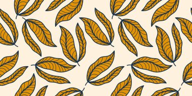 Vintage Style 'da turuncu yaprak deseni. Moda, Duvar Kağıdı, Ambalaj Kağıdı, Arkaplan, Kumaş, Tekstil, Kıyafet ve Kart Tasarımı İçin El Yazısız Dekorasyon