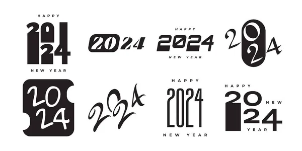Набор 2024 Новым Годом Логотип Текстовый Дизайн 2024 Номера Ярлыки — стоковый вектор