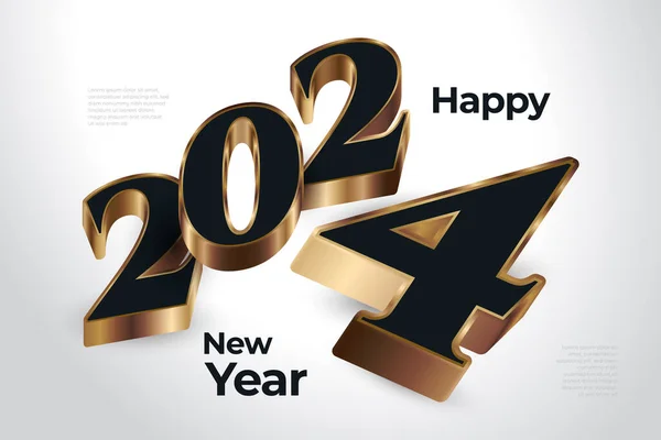 Creative New Year 2024 Banner Poster Design Black Gold Numbers — Stock Vector
