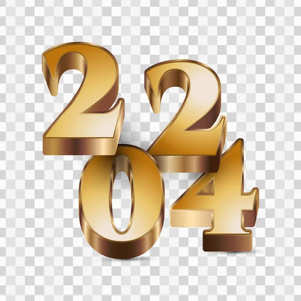 2024 Arany Stílus Elszigetelt Átlátható Háttér Boldog Évet 2024 Design — Stock Vector