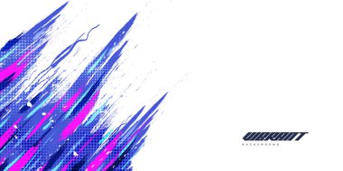 Abstract and Colorful Brush Background with Halftone Effect. Brush Stroke Illustration for Banner, Poster, or Sports Background. Scratch and Texture Elements For Design