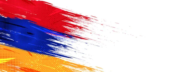 Armenië Vlag Met Brush Stroke Stijl Geïsoleerd Witte Achtergrond Vlag — Stockvector