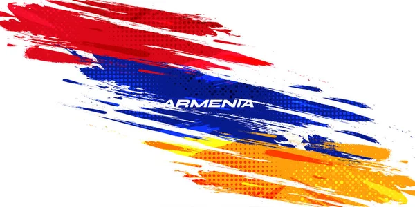 Armenien Flagge Mit Pinselstrich Stil Isoliert Auf Weißem Hintergrund Flagge — Stockvektor