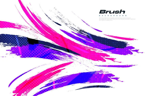 Abstract Colorful Brush Background Halftone Effect Brush Stroke Illustration Banner —  Vetores de Stock