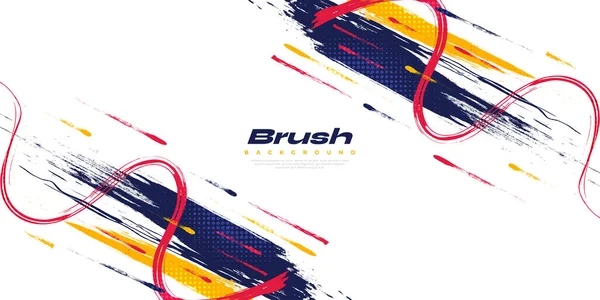 Abstract Colorful Brush Background Halftone Effect Brush Stroke Illustration Banner — Wektor stockowy