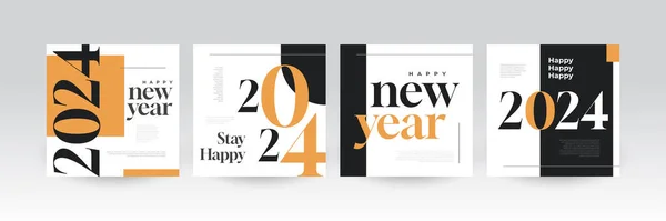 Creativo Colorido 2024 Feliz Año Nuevo Cartel Conjunto Adecuado Para — Archivo Imágenes Vectoriales