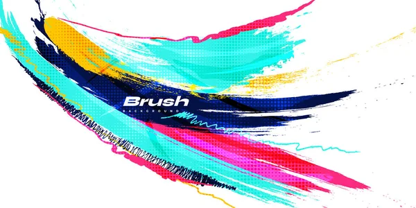 Colorful Brush Background Halftone Effect Brush Stroke Illustration Banner Poster — Stockvector