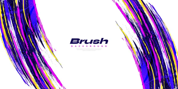 Abstract Colorful Brush Background Halftone Effect Brush Stroke Illustration Banner — Stockvektor