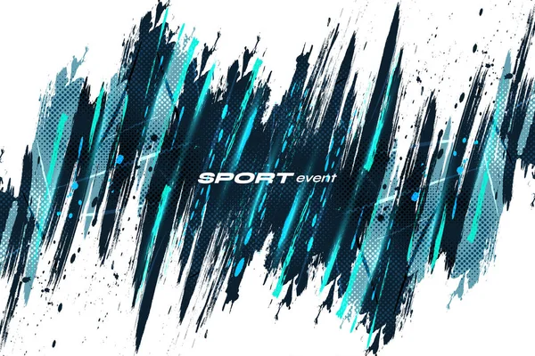 ハーフトーンスタイルの抽象ブラシ背景 ブルーブラシが付いているスポーツ背景 デザインのためのスクラッチとテクスチャ要素 — ストックベクタ