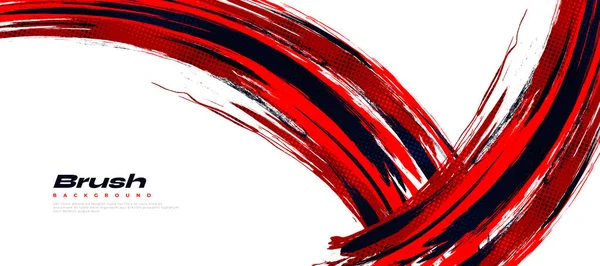Abstrakter Roter Und Schwarzer Pinselhintergrund Mit Halbtoneffekt Pinselstrich Illustration Für — Stockvektor