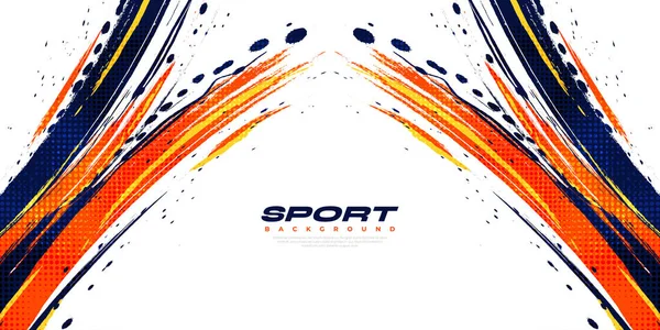 Αφηρημένο Μπλε Και Πορτοκαλί Πινέλο Φόντο Εφέ Halftone Αθλητικό Ιστορικό — Διανυσματικό Αρχείο