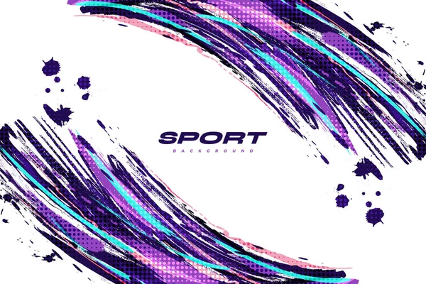 Abstract Kleurrijk Penseel Achtergrond Met Halftone Effect Sportspandoek Brush Stroke — Stockvector