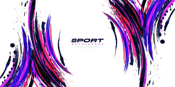 Fundo Escova Abstrato Colorido Com Efeito Meio Tom Banner Desportivo — Vetor de Stock