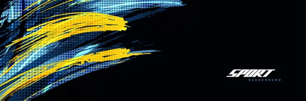 Абстрактний Фон Пензля Переважаючий Синьо Жовтим Кольором Ефектом Halftone Ілюстрація — стоковий вектор