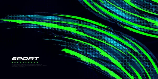 Groene Blauwe Penseel Illustratie Met Halftone Effect Geïsoleerd Zwarte Achtergrond — Stockvector
