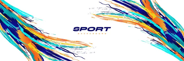Sfondo Pennello Astratto Colorato Con Effetto Mezzitoni Bandiera Dello Sport — Vettoriale Stock