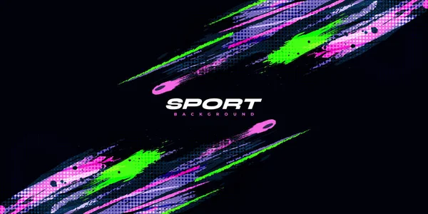 Fundo Escova Abstrato Colorido Com Efeito Meio Tom Banner Desportivo —  Vetores de Stock