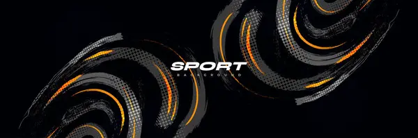 スポーティなスタイルとハーフトン効果の抽象的なブラシ背景 バナー ポスター スポーツ背景のためのブラシストロークイラスト デザインのためのスクラッチとテクスチャ要素 — ストックベクタ
