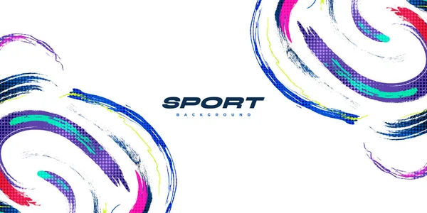 ハーフトン効果の抽象的でカラフルなブラシの背景 スポーツバナー ブラシストロークイラスト デザインのためのスクラッチとテクスチャ要素 — ストックベクタ