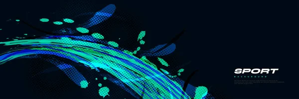 Абстрактний Синій Бірюзовий Пензлик Фон Ефектом Halftone Спортивний Фон Ілюстрація — стоковий вектор
