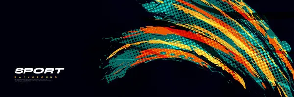 Абстрактный Красочный Фон Кисти Эффектом Галочки Спортивное Знамя Кисточка Царапины — стоковый вектор