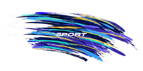 Banner Sport Grunge Con Pennellata Colorata Illustrazione Effetto Mezzatinta Elementi — Vettoriale Stock