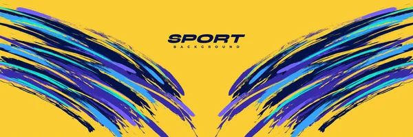 Sport Grunge Banner Met Kleurrijke Brushstroke Illustratie Halftone Effect Kras — Stockvector