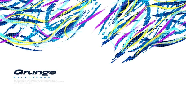 Abstract Colorful Brush Background Halftone Effect Brush Stroke Illustration Banner — Vector de stock