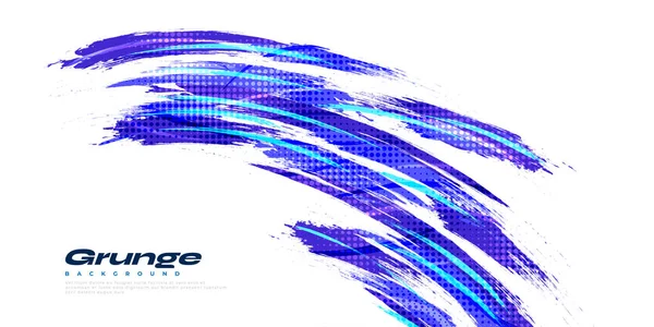 Abstrakter Blauer Pinselhintergrund Mit Halbtoneffekt Grunge Sport Background Pinselstrich Illustration — Stockvektor