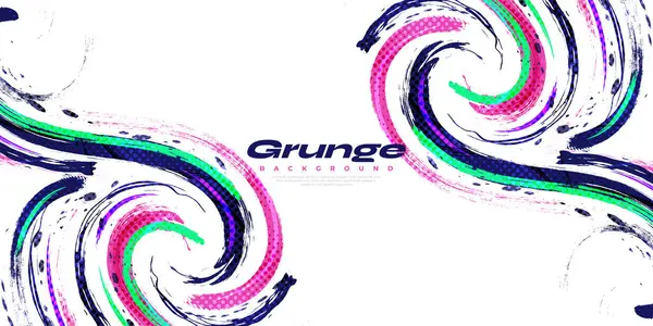 Abstract Kleurrijk Grunge Brush Achtergrond Met Halftone Effect Brush Stroke — Stockvector