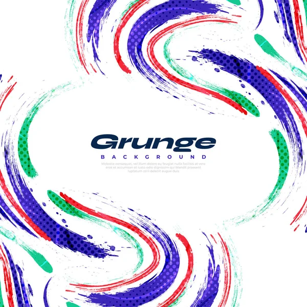 Abstract Colorful Grunge Brush Background Halftone Effect Brush Stroke Illustration — Stock Vector