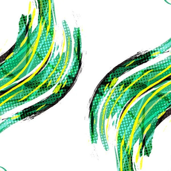 Abstrakter Schwarz Gelber Und Grüner Pinselhintergrund Mit Sportlichem Stil Und — Stockvektor