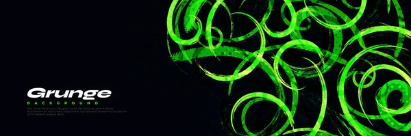 ハルフトーン効果の黒と緑のブラシの背景 グラウンジスタイルのスポーツ背景 デザインのためのスクラッチとテクスチャ要素 — ストックベクタ
