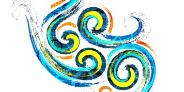 Soyut ve renkli fırça arkaplanı. Spor Sancağı. Fırça darbesi çizimi. Tasarım için Çizik ve Doku Elementleri