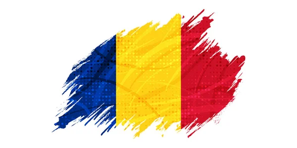 Stock vector Romania Flag with Brush Stroke Style Isolated on White Background. Flag of Romania