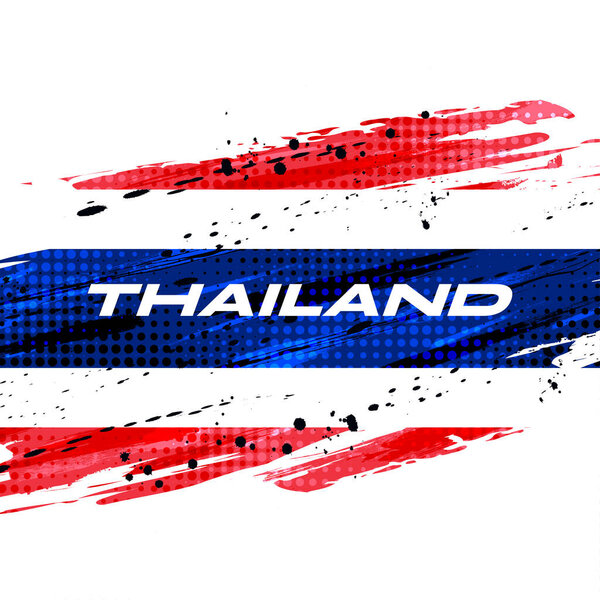 Thailand Flag with Brush Paint Style and Halftone Effect. National Thailand Flag