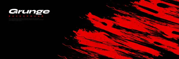 赤と黒のグラウンジの背景 ブラシスタイルのスポーツバナー バナー ポスター スポーツ背景のためのブラシストロークイラスト デザインのためのスクラッチとテクスチャ要素 — ストックベクタ